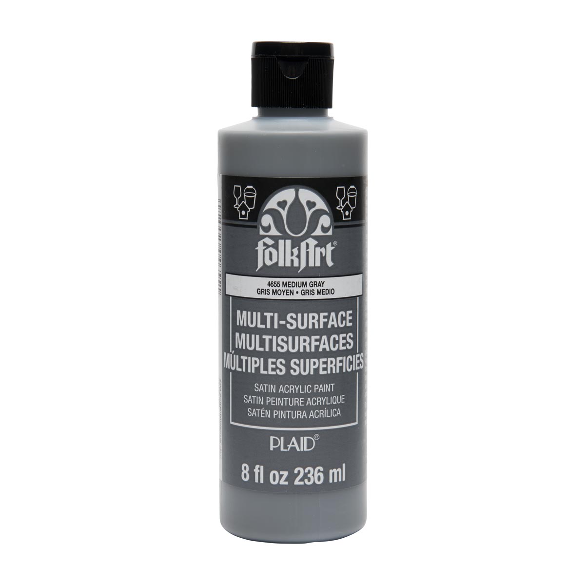 FolkArt ® Multi-Surface Satin Acrylic Paints - Medium Gray, 8 oz. - 4655