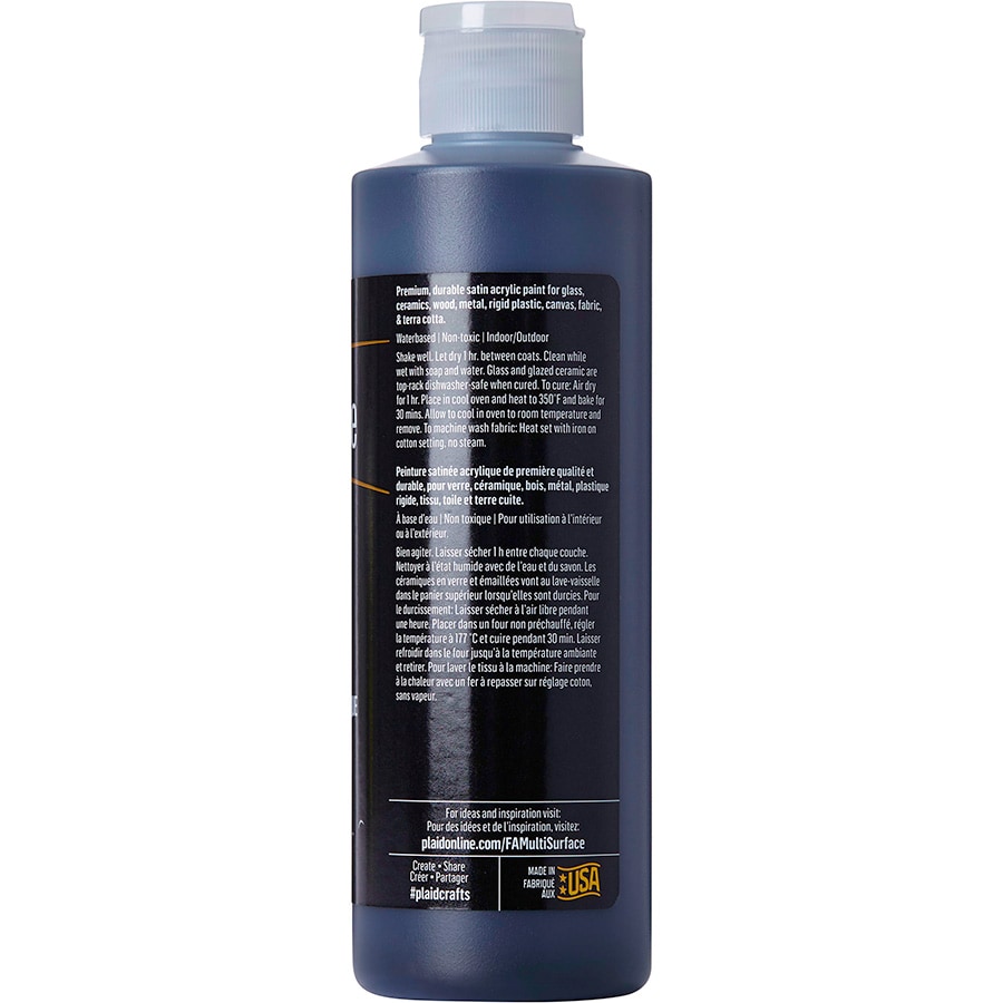 FolkArt ® Multi-Surface Satin Acrylic Paints - Pure Black, 8 oz. - 4656
