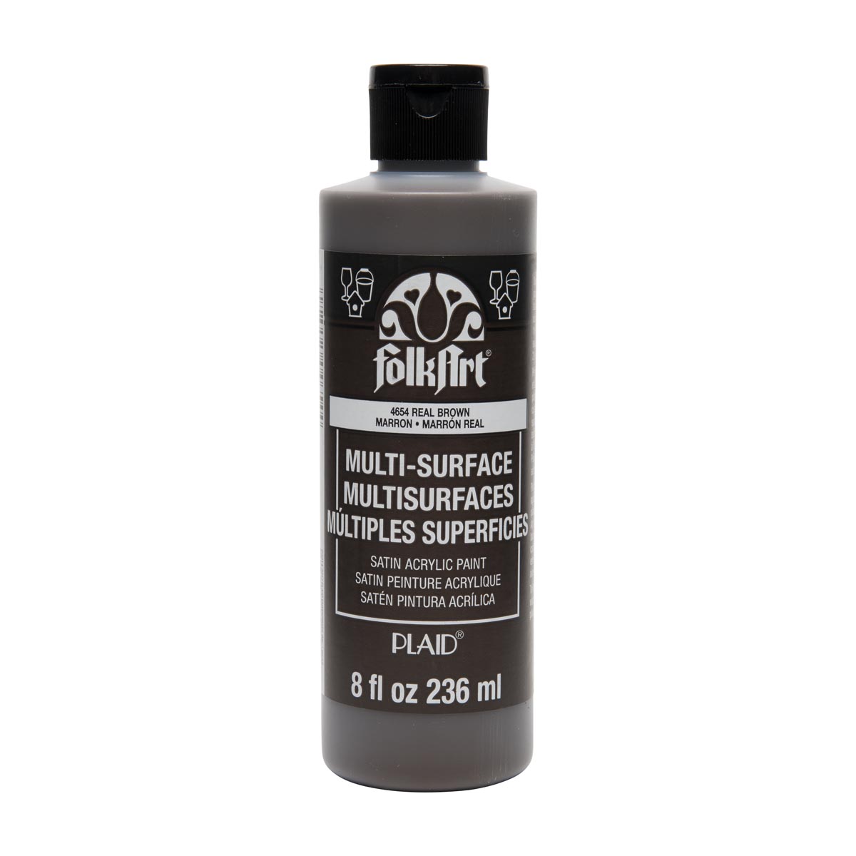 FolkArt ® Multi-Surface Satin Acrylic Paints - Real Brown, 8 oz. - 4654