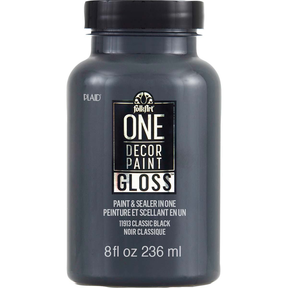 FolkArt ® One Décor Paint™ Gloss - Classic Black, 8 oz. - 11913