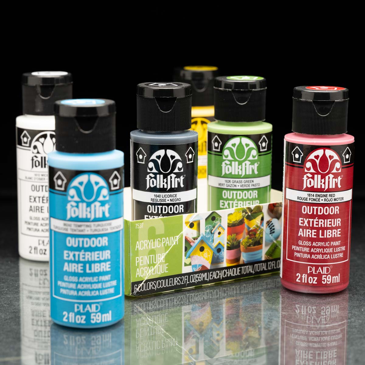 FolkArt ® Outdoor™ Acrylic Colors Paint Set 6 Color - Basics - 7537