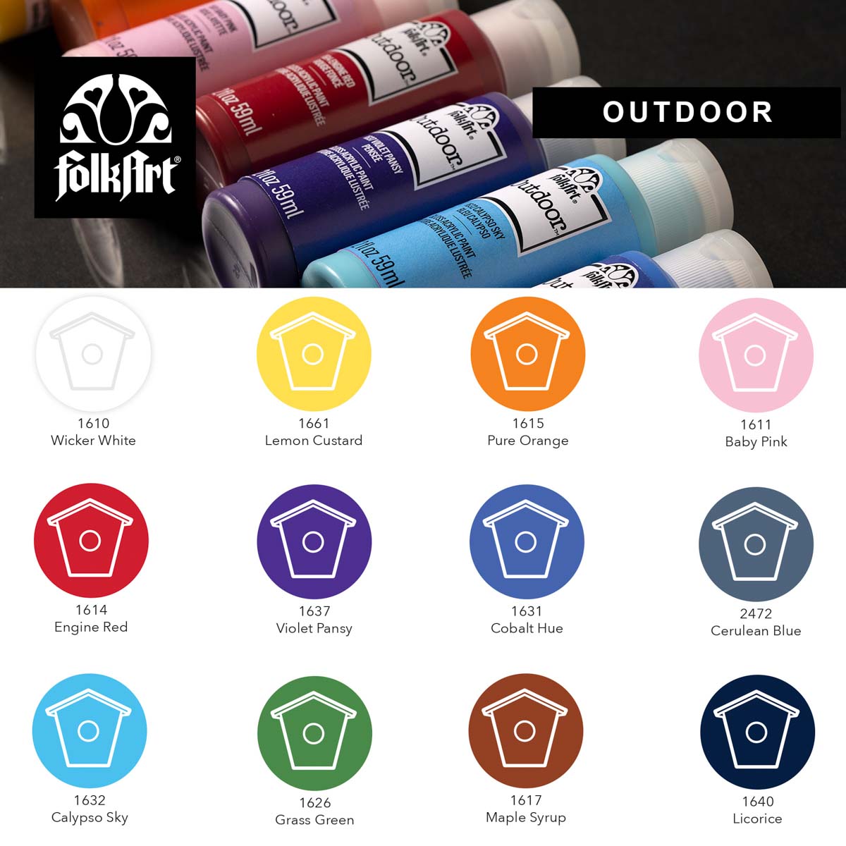 FolkArt ® Outdoor™ Acrylic Paint 12 Color Set - PROMOFAOD