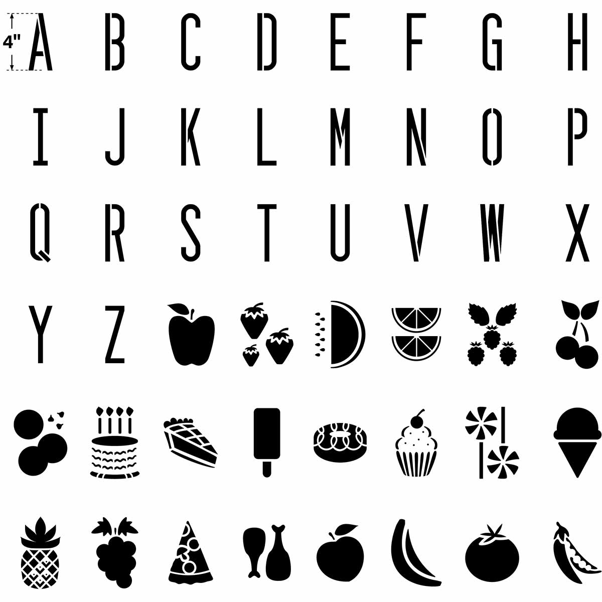FolkArt ® Paper Stencil Value Packs - Food Alphabet and Icons - 63244E