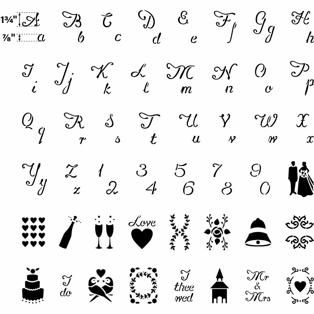 FolkArt ® Paper Stencil Value Packs - Wedding Alphabet and Icons - 71963E