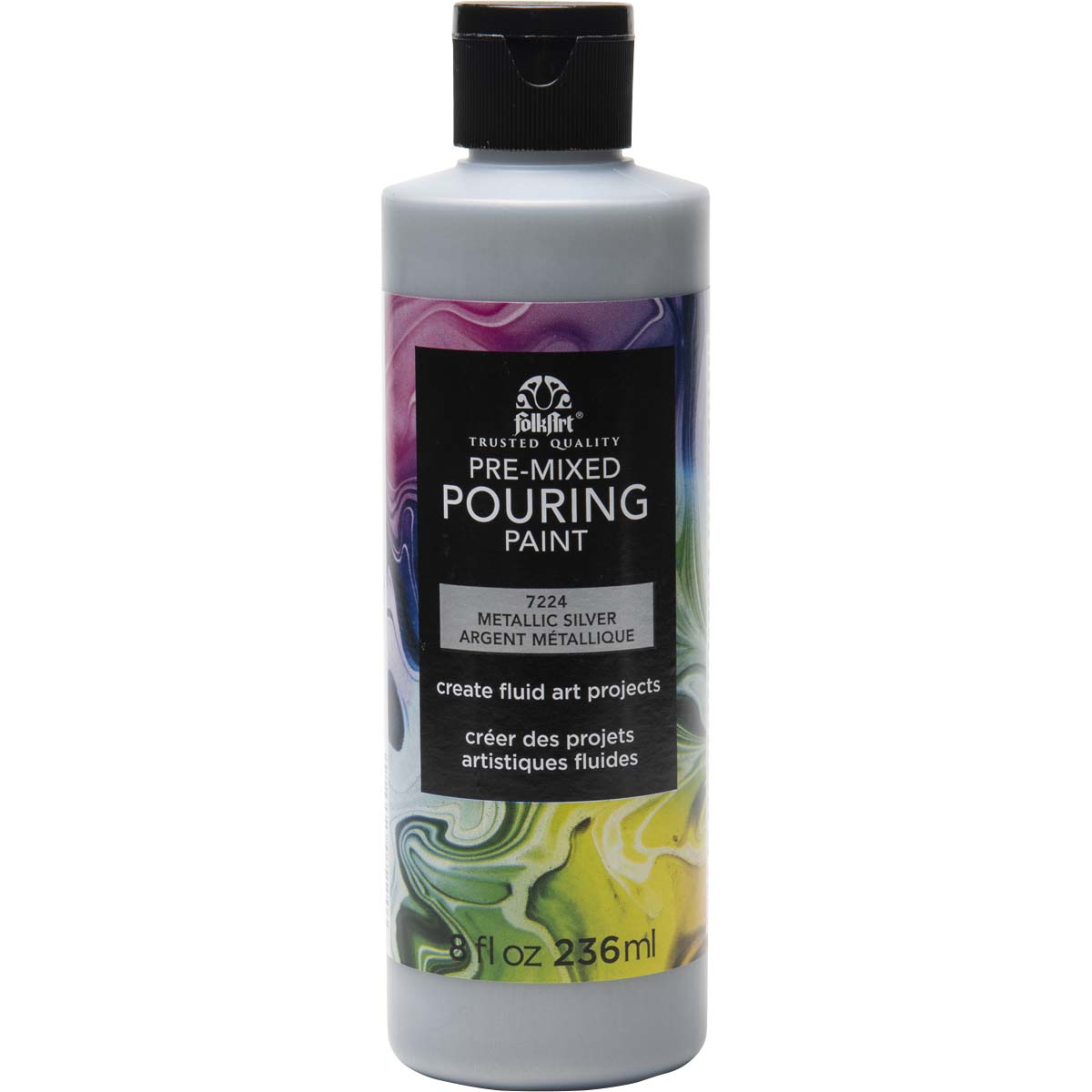 FolkArt ® Pre-mixed Pouring Paint - Metallic Silver, 8 oz. - 7224