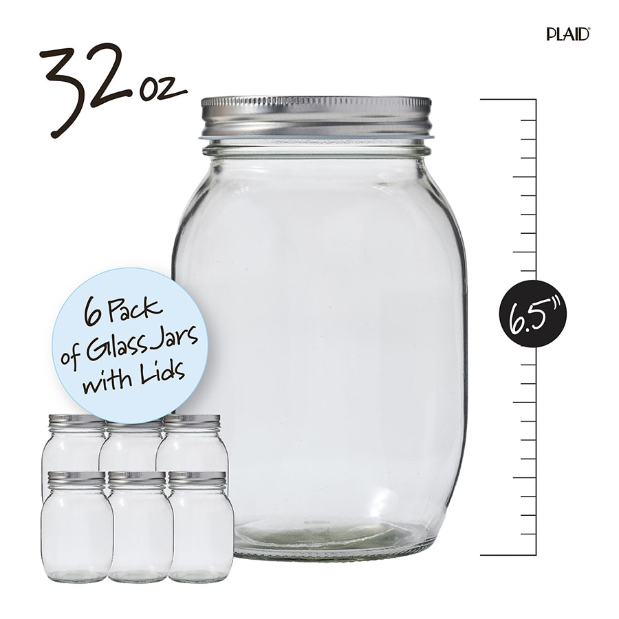 Plaid 32 oz. Glass Jar, 6pc. - 68069B