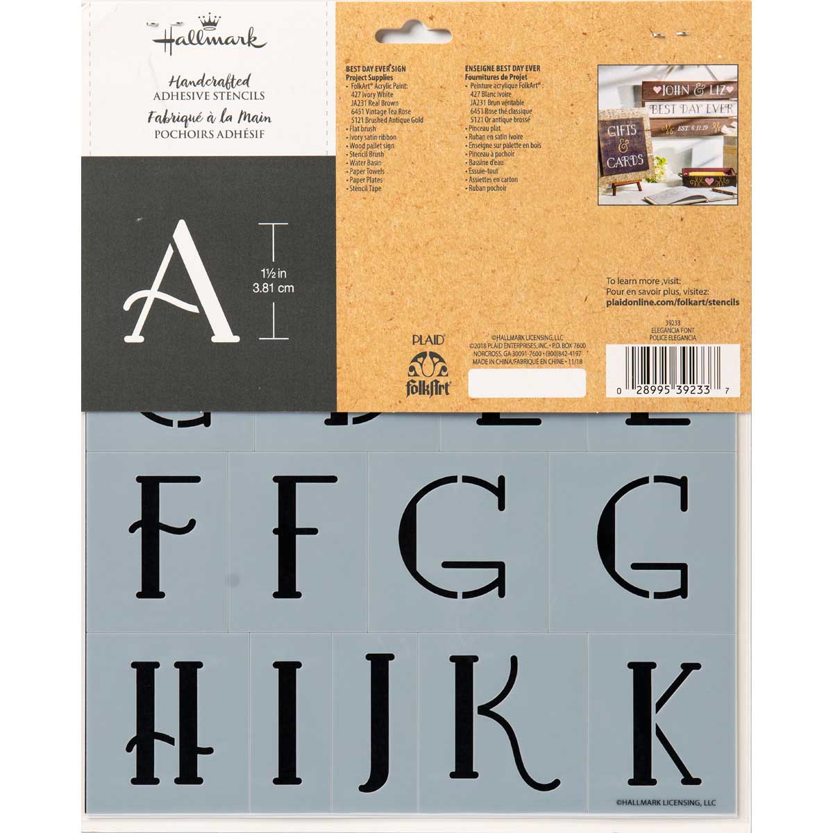 Hallmark Handcrafted Adhesive Stencils - Elegancia Font, 8-1/2