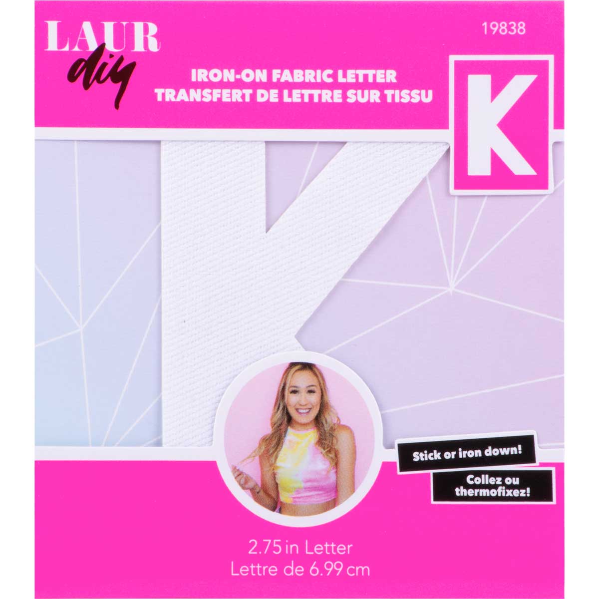 LaurDIY ® Iron-on Fabric Letters - K - 19838