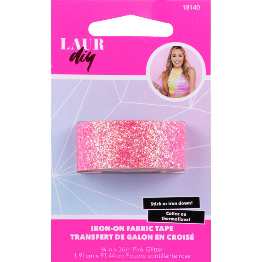 LaurDIY ® Iron-on Fabric Tape - Pink Glitter - 18140