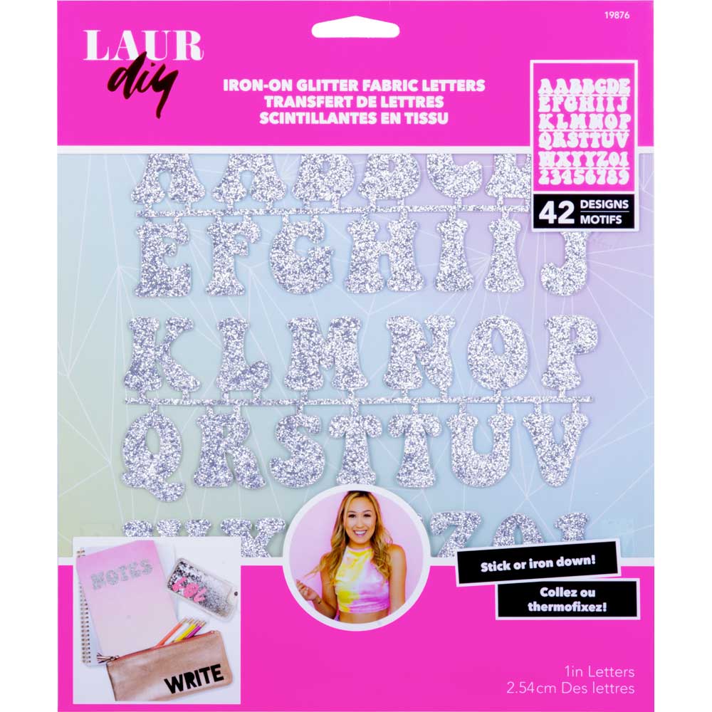 LaurDIY ® Iron-on Glitter Fabric Letters - Galaxy Gurl - 19876