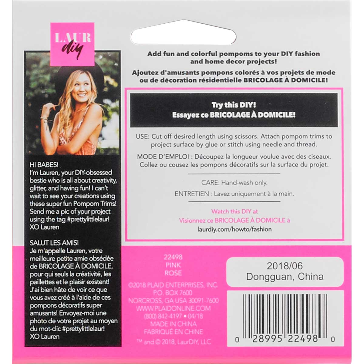 LaurDIY ® Pompom Trims - Pink - 22498