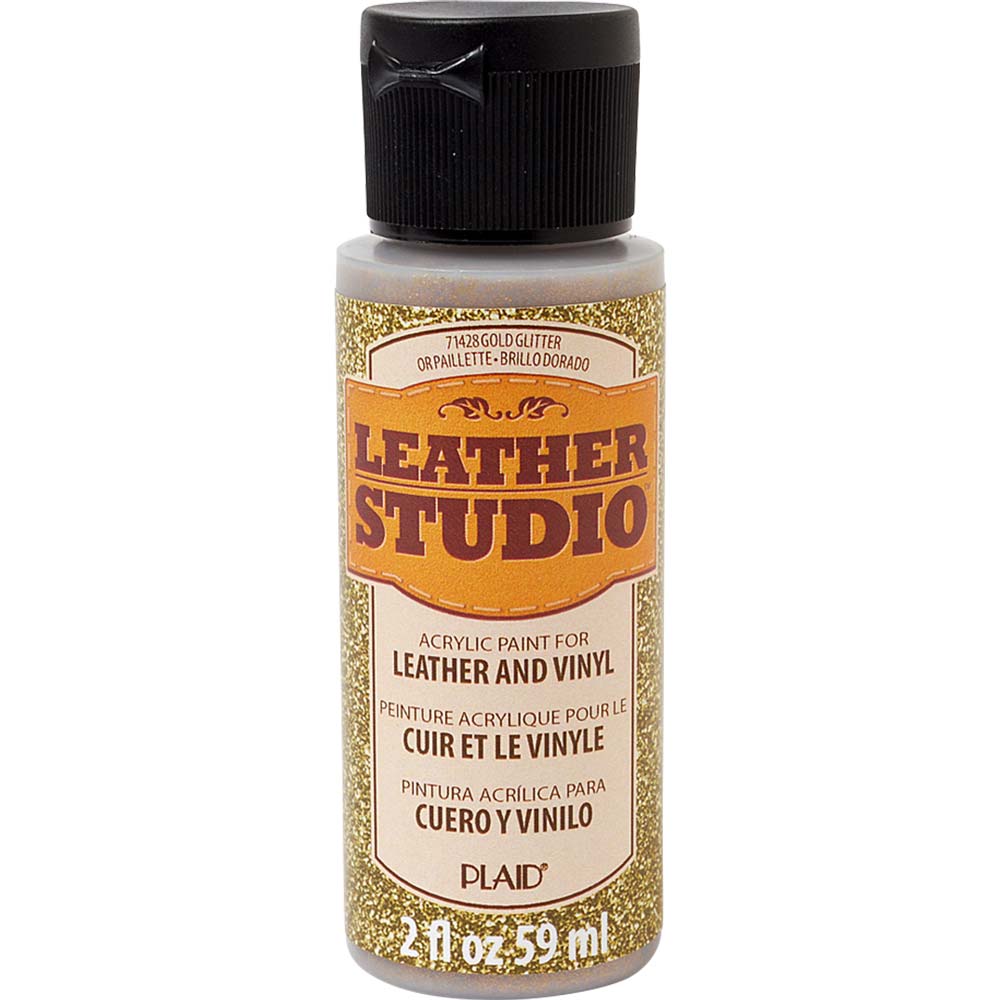 Leather Studio™ Leather & Vinyl Paint Colors - Glitter Gold, 2 oz. - 71428