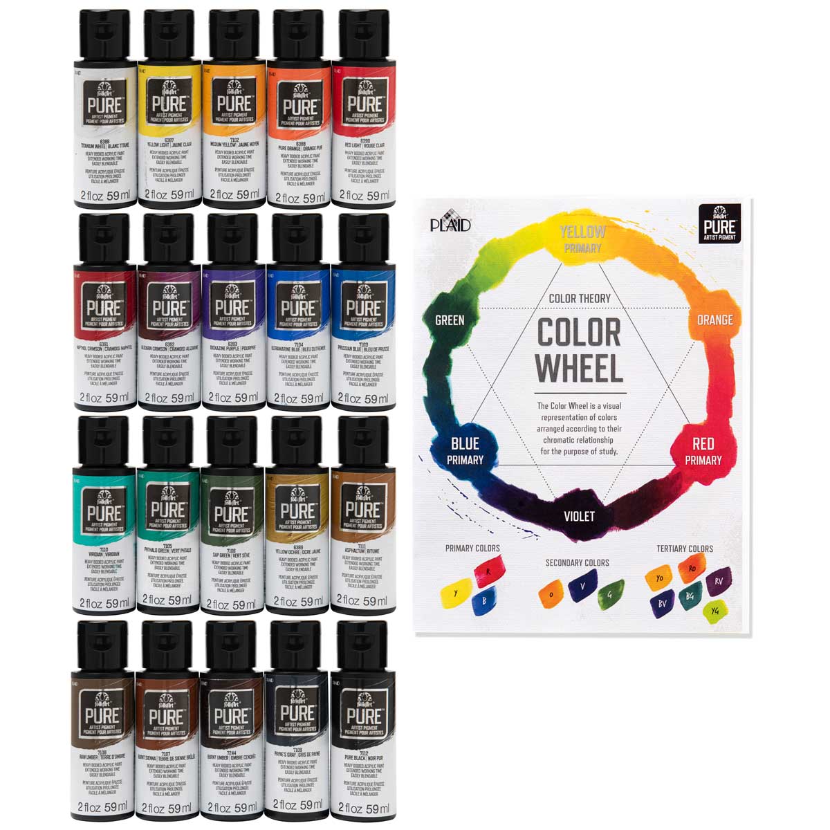 Let's Paint with FolkArt ® Pure™ Artist Pigment Paint and Color Theory Kit, 21 pc. - 99441