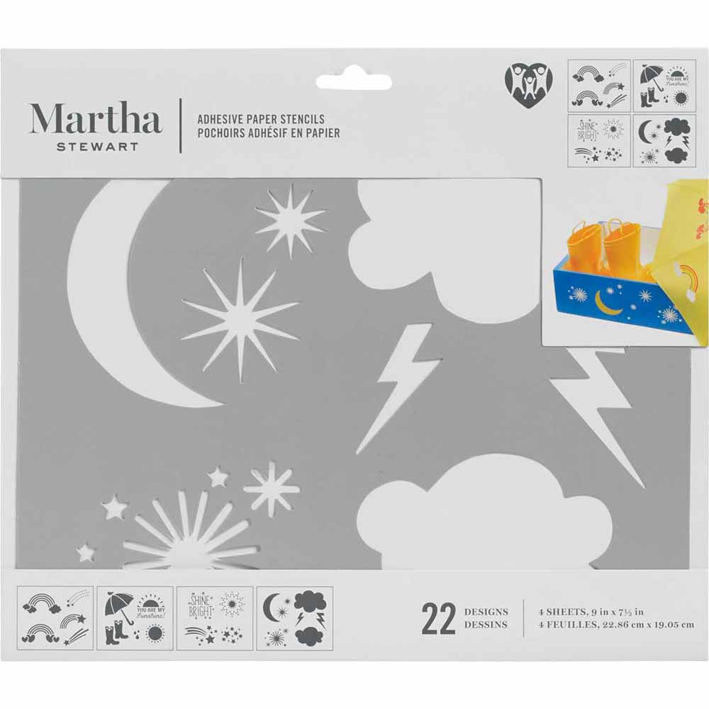 Martha Stewart ® Adhesive Paper Stencils - Rainbows and Clouds - 5685