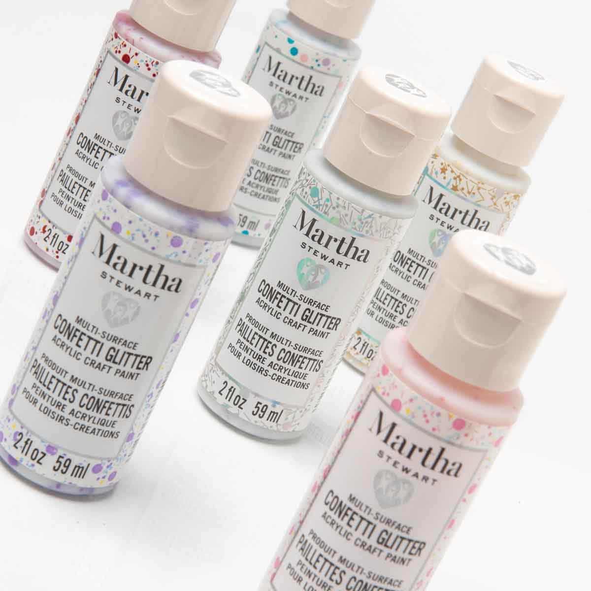 Martha Stewart ® Family Friendly Multi-Surface Confetti Glitter Acrylic Craft Paint 6-Color Set - MS