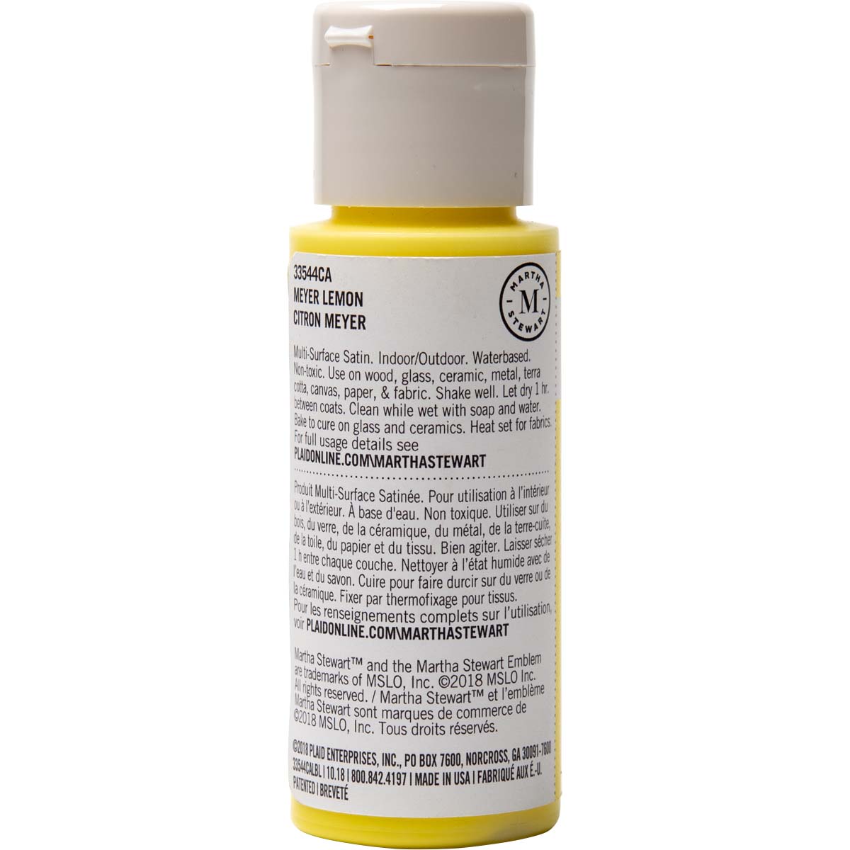 Martha Stewart ® Multi-Surface Satin Acrylic Craft Paint - Meyer Lemon, 2 oz. - 33544CA