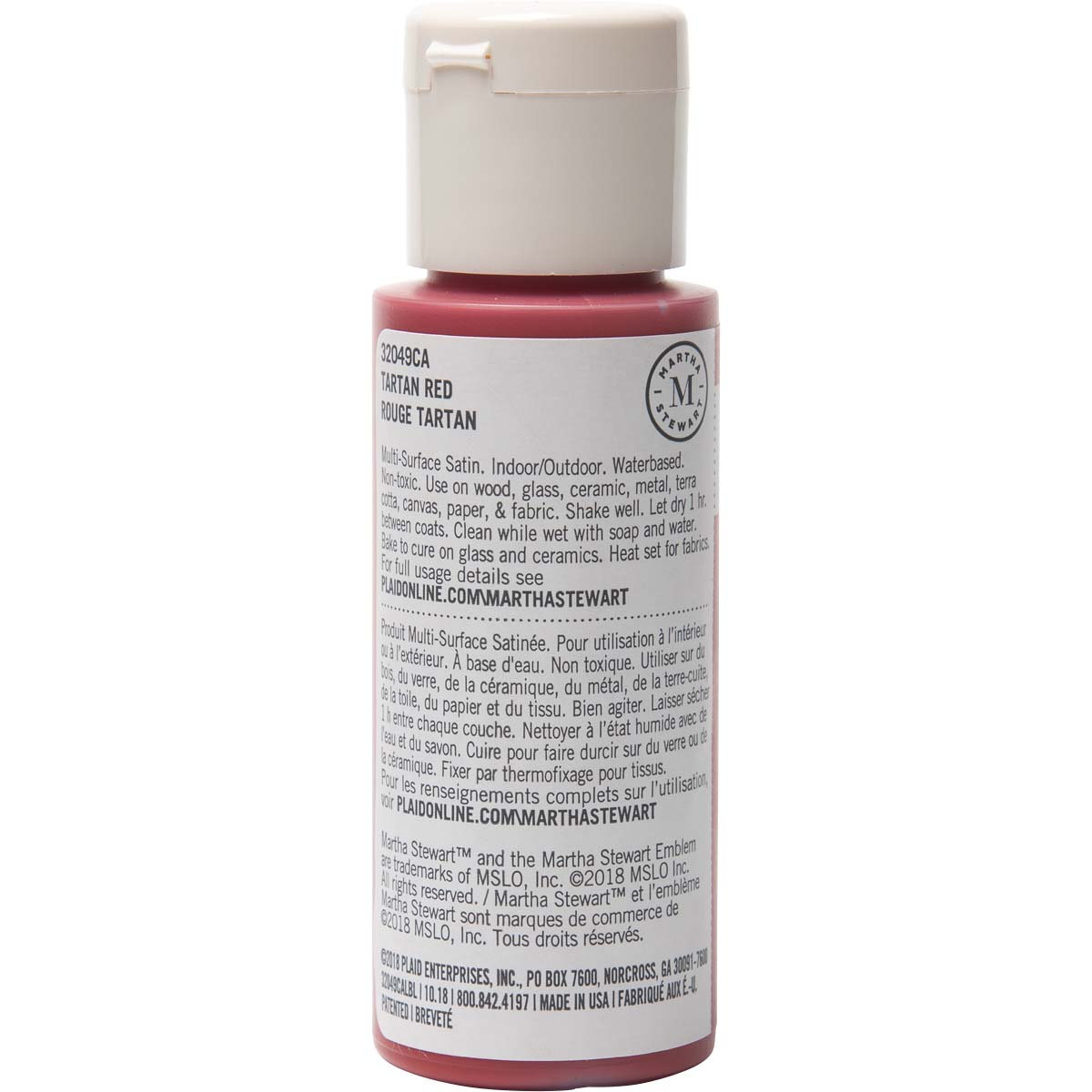 Martha Stewart ® Multi-Surface Satin Acrylic Craft Paint - Tartan Red, 2 oz. - 32049CA