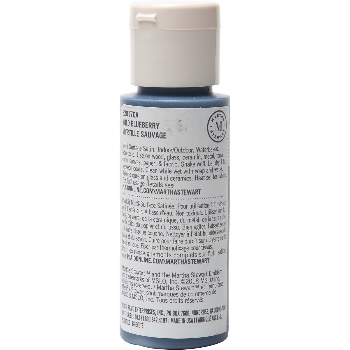 Martha Stewart ® Multi-Surface Satin Acrylic Craft Paint - Wild Blueberry, 2 oz. - 32017CA