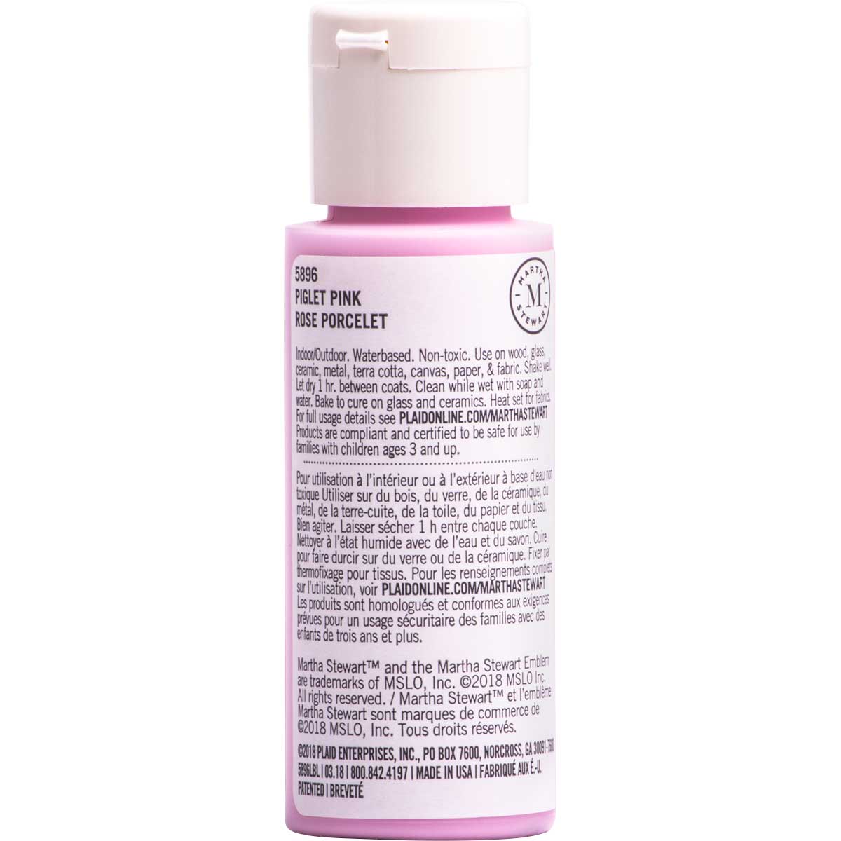 Martha Stewart ® Multi-Surface Satin Acrylic Craft Paint CPSIA - Piglet Pink, 2 oz. - 5896