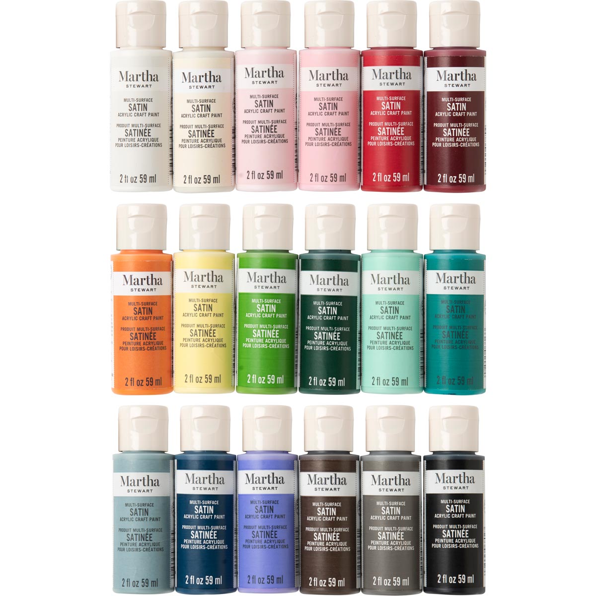 Martha Stewart ® Multi-Surface Satin Acrylic Craft Paint 18-Color Best of Paint Set - MSORIGSTN18A