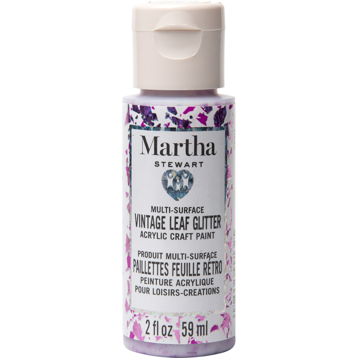 Martha Stewart ® Multi-Surface Vintage Leaf Glitter Acrylic Craft Paint CPSIA - Bubble Gum, 2 oz. - 