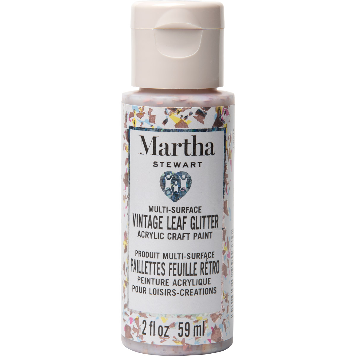 Martha Stewart ® Multi-Surface Vintage Leaf Glitter Acrylic Craft Paint CPSIA - Cotton Candy, 2 oz. 