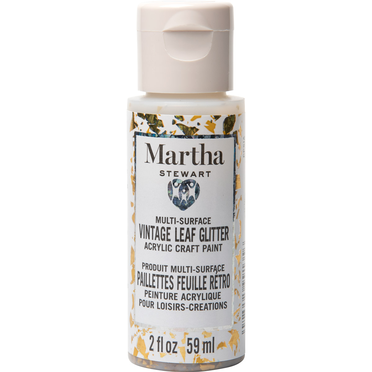 Martha Stewart ® Multi-Surface Vintage Leaf Glitter Acrylic Craft Paint CPSIA - Iridescent Gold, 2 o