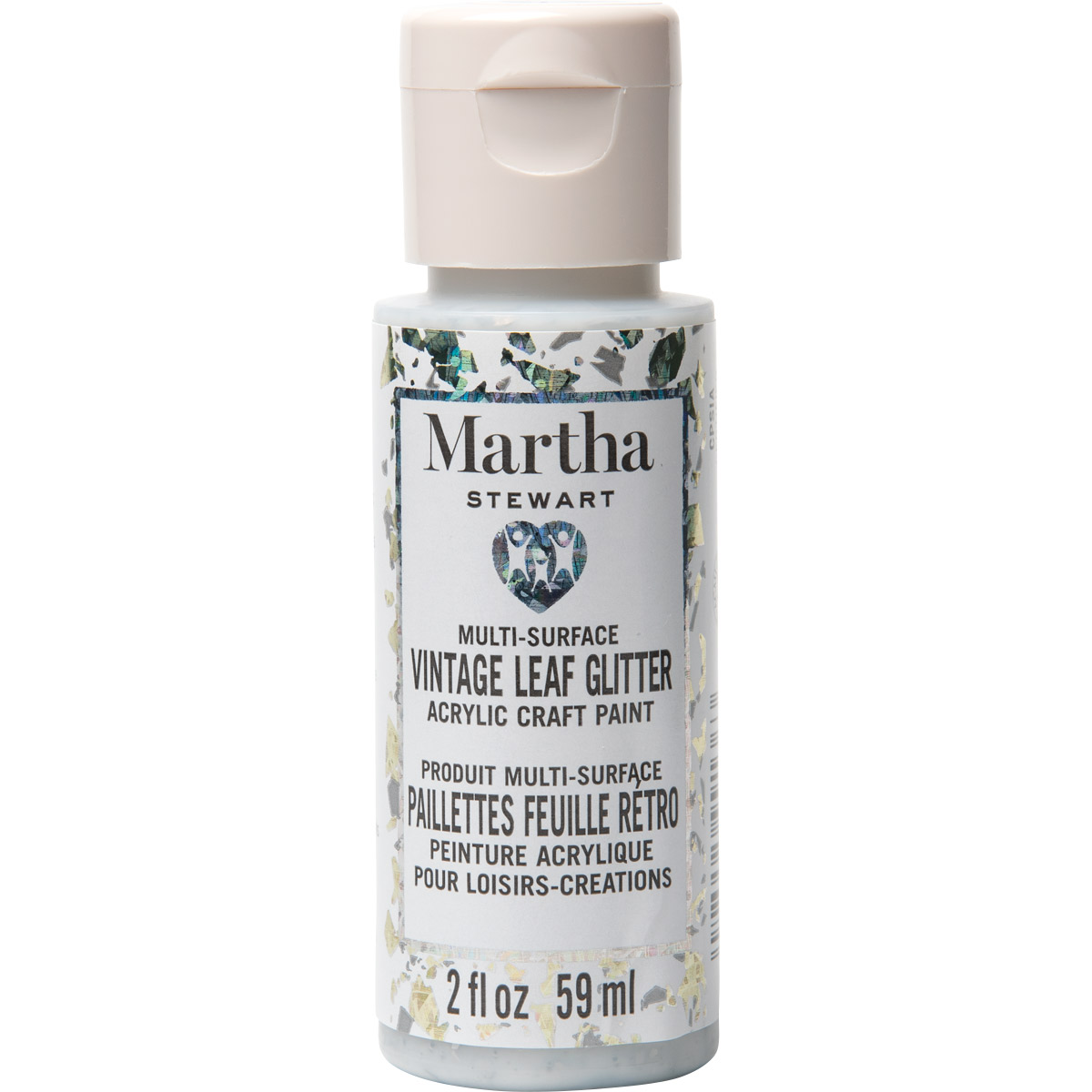 Martha Stewart ® Multi-Surface Vintage Leaf Glitter Acrylic Craft Paint CPSIA - Iridescent Silver, 2
