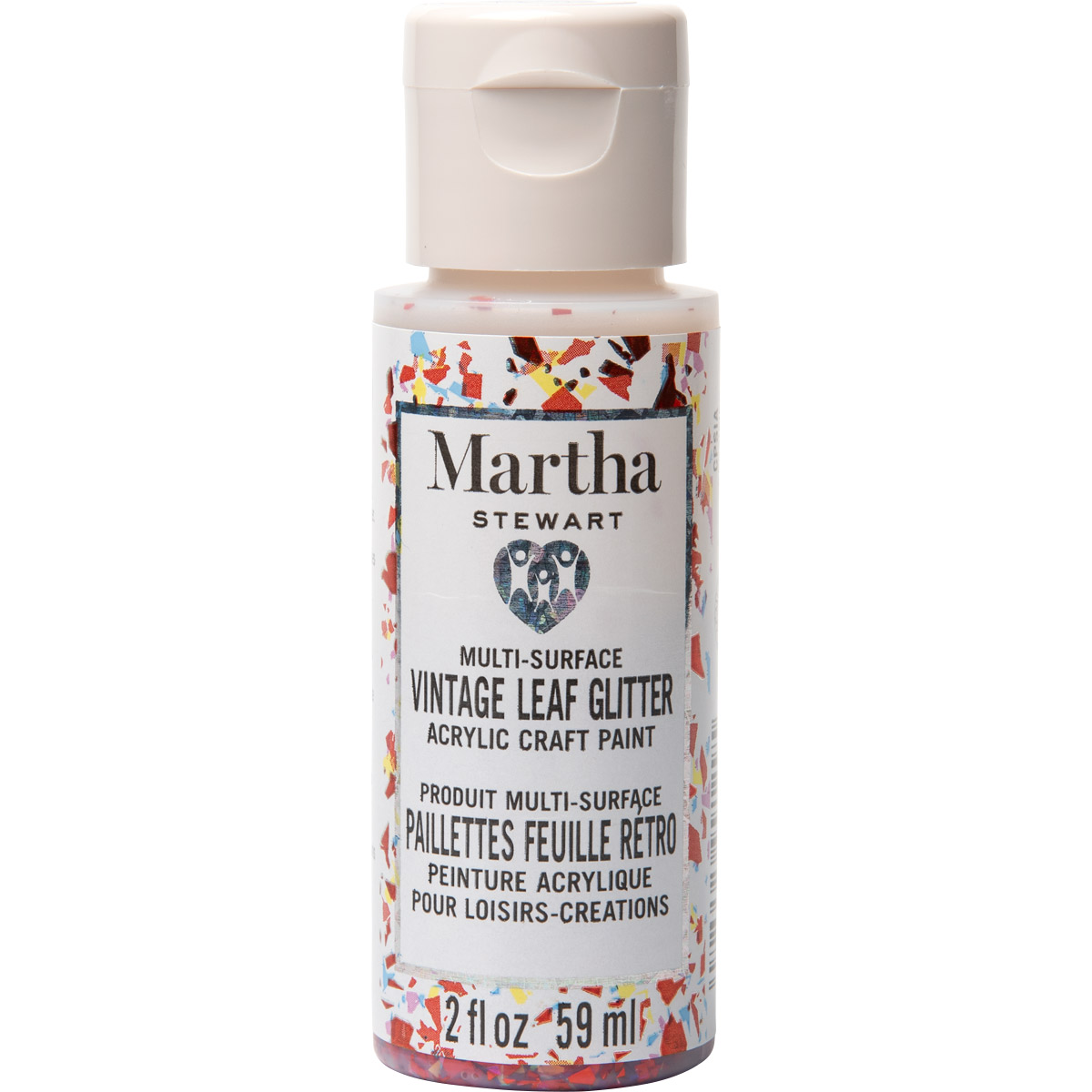 Martha Stewart ® Multi-Surface Vintage Leaf Glitter Acrylic Craft Paint CPSIA - Orange Sorbet, 2 oz.