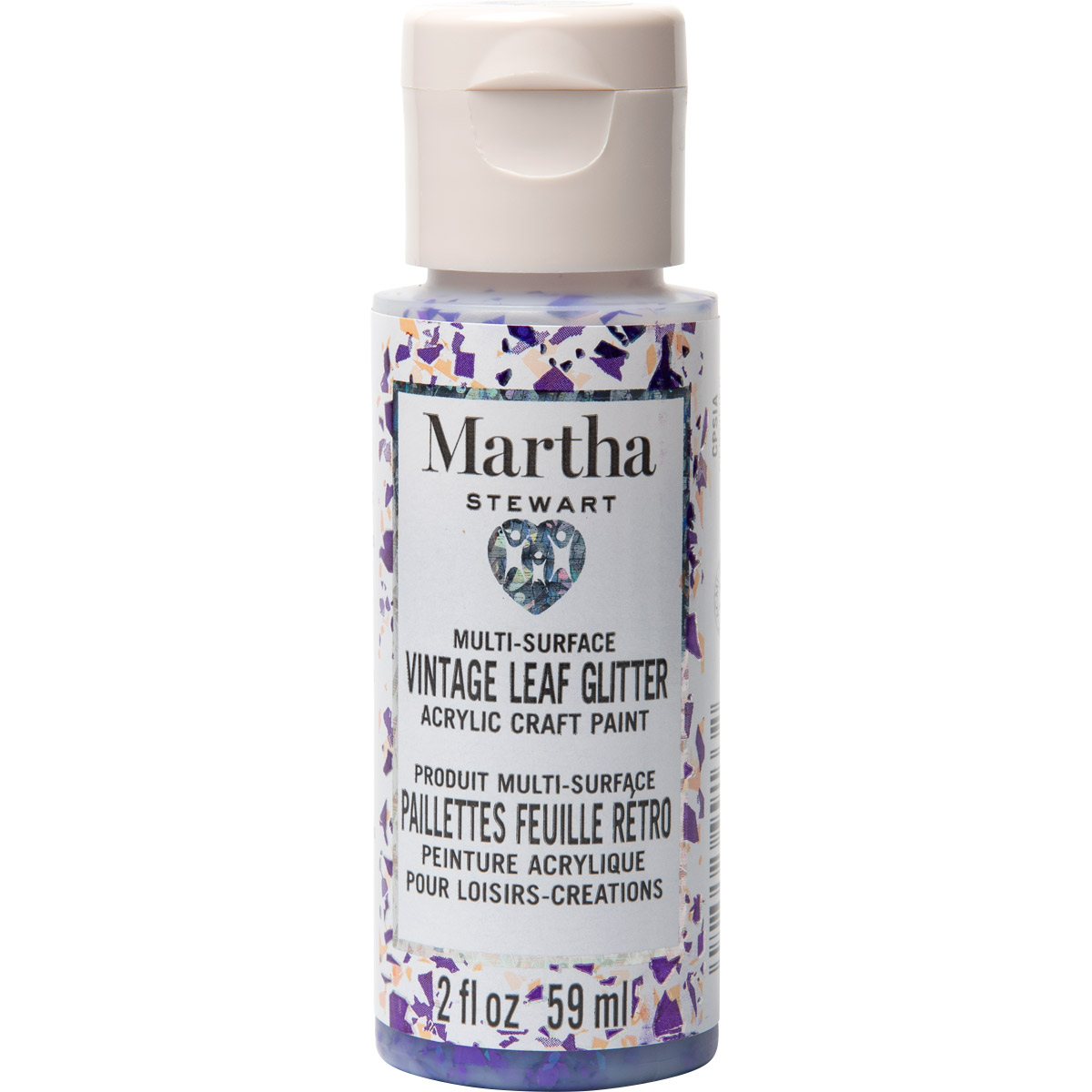 Martha Stewart ® Multi-Surface Vintage Leaf Glitter Acrylic Craft Paint CPSIA - Sugar Plum, 2 oz. - 
