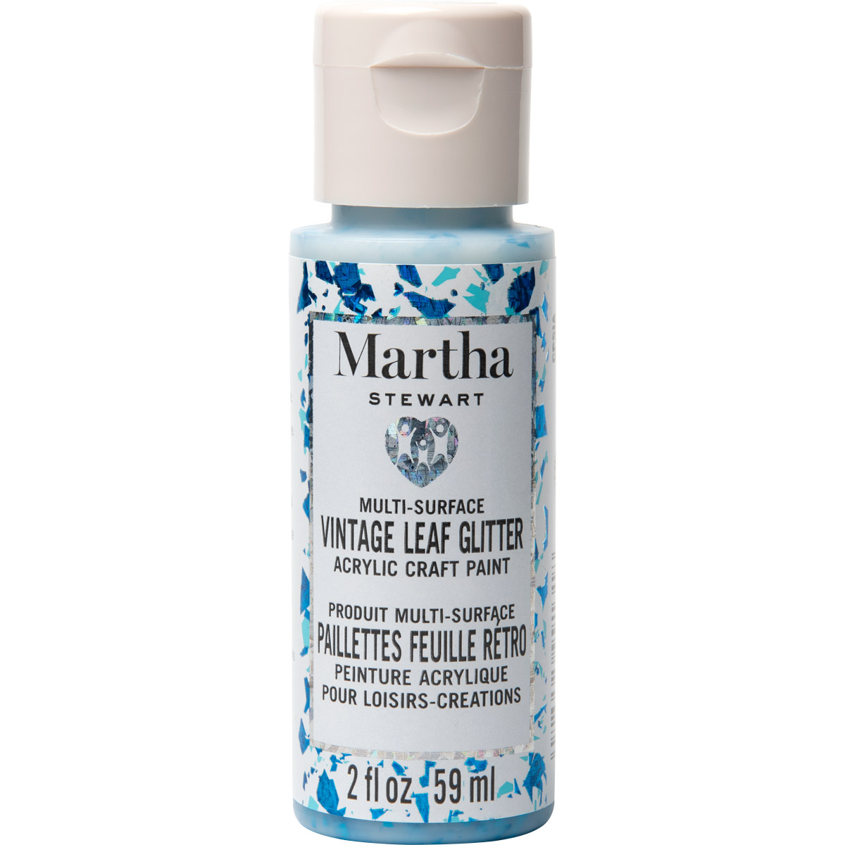 Martha Stewart ® Multi-Surface Vintage Leaf Glitter Acrylic Craft Paint CPSIA - Blue Raspberry, 2 oz