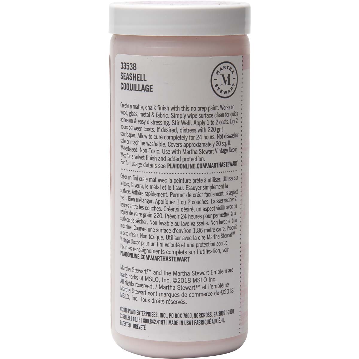Martha Stewart ® Vintage Decor Matte Chalk Acrylic Paint - Seashell, 8 oz. - 33538