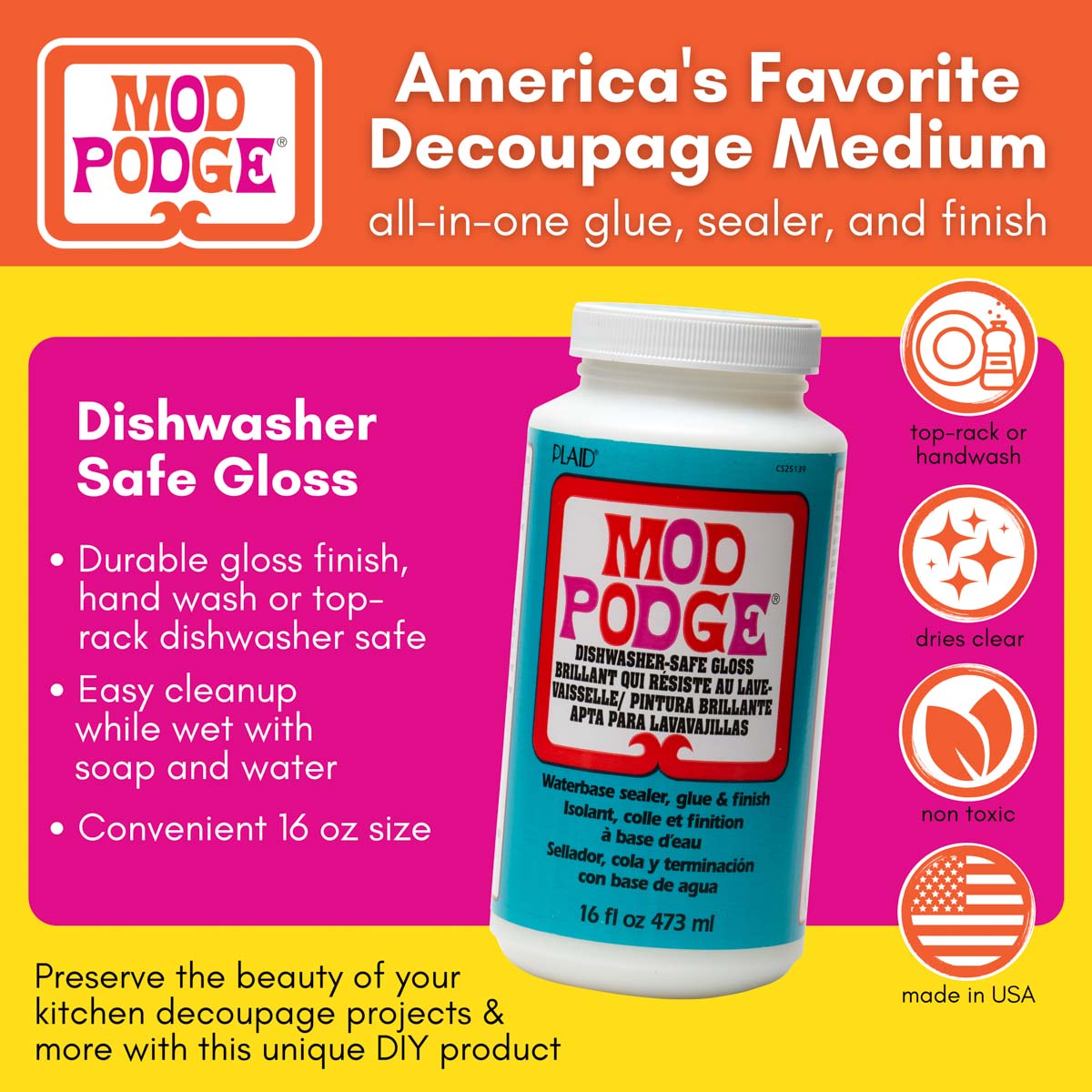 Mod Podge ® Dishwasher Safe Gloss, 16 oz. - CS25139
