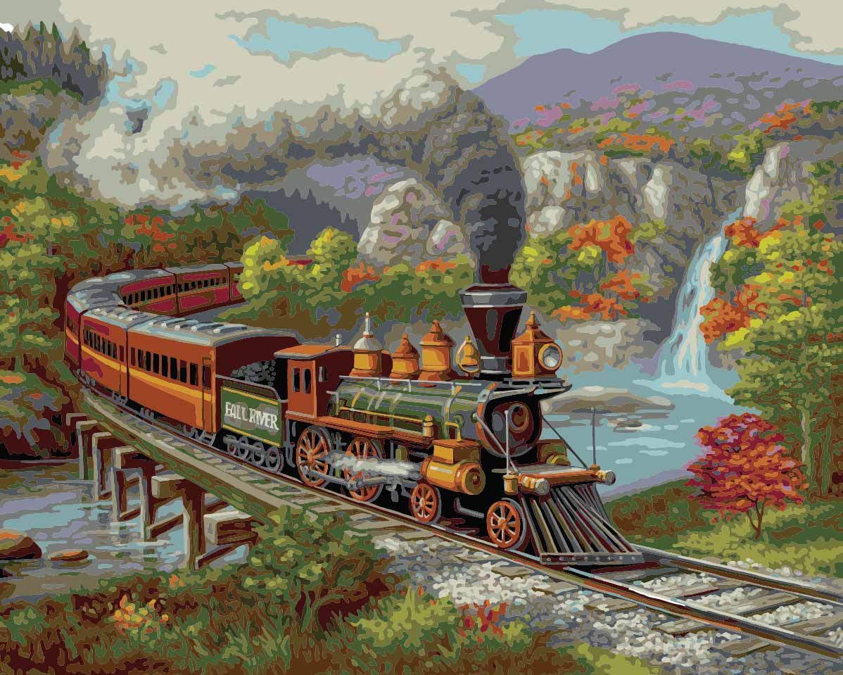 PAINT BY NUMBER - FALL RIVER TRAIN 16X20    (DISC)