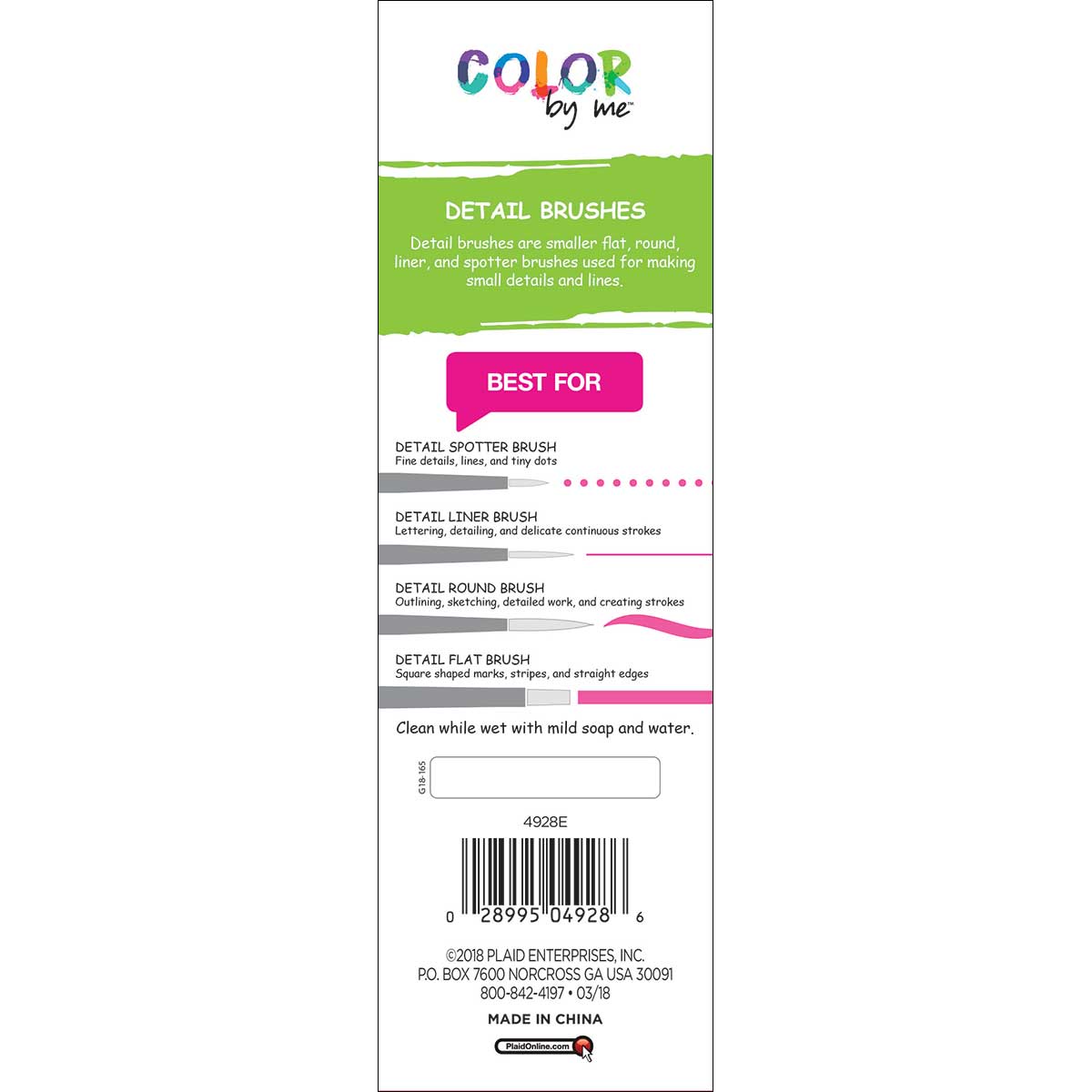 Plaid ® Color By Me™ Brush Sets - Detail Brushes, 10 pc. - 4928E