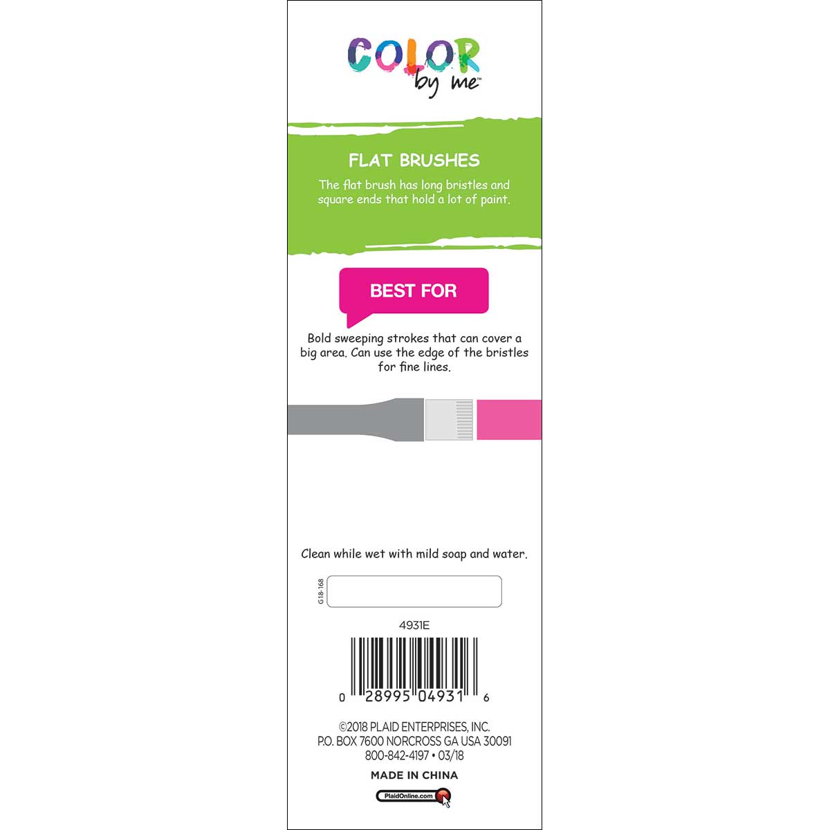 Plaid ® Color By Me™ Brush Sets - Flat Brushes, 3 pc. - 4931E