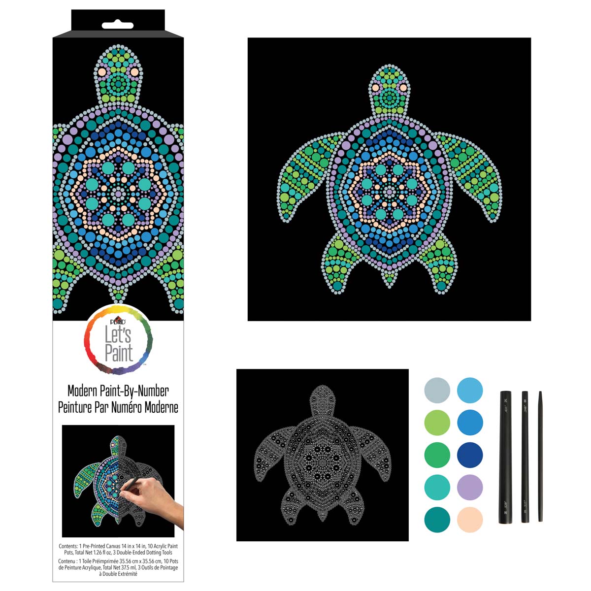 Plaid ® Let's Paint™ Mandala Dot-by-Number - Sea Turtle - 17867
