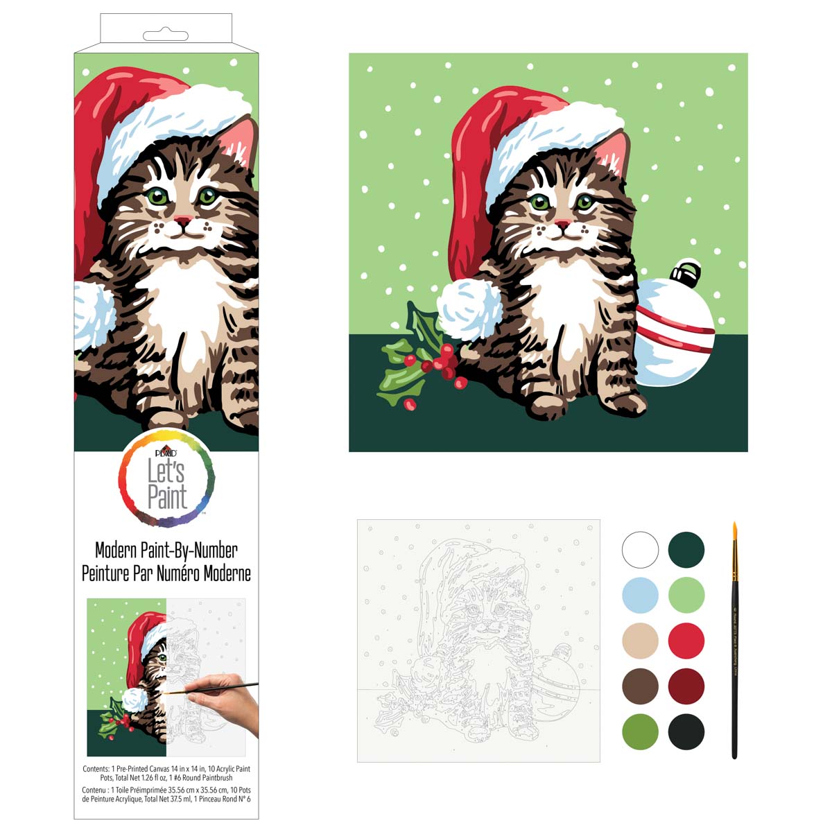 Plaid ® Let's Paint™ Modern Paint-by-Number - Christmas Kitten - 17924