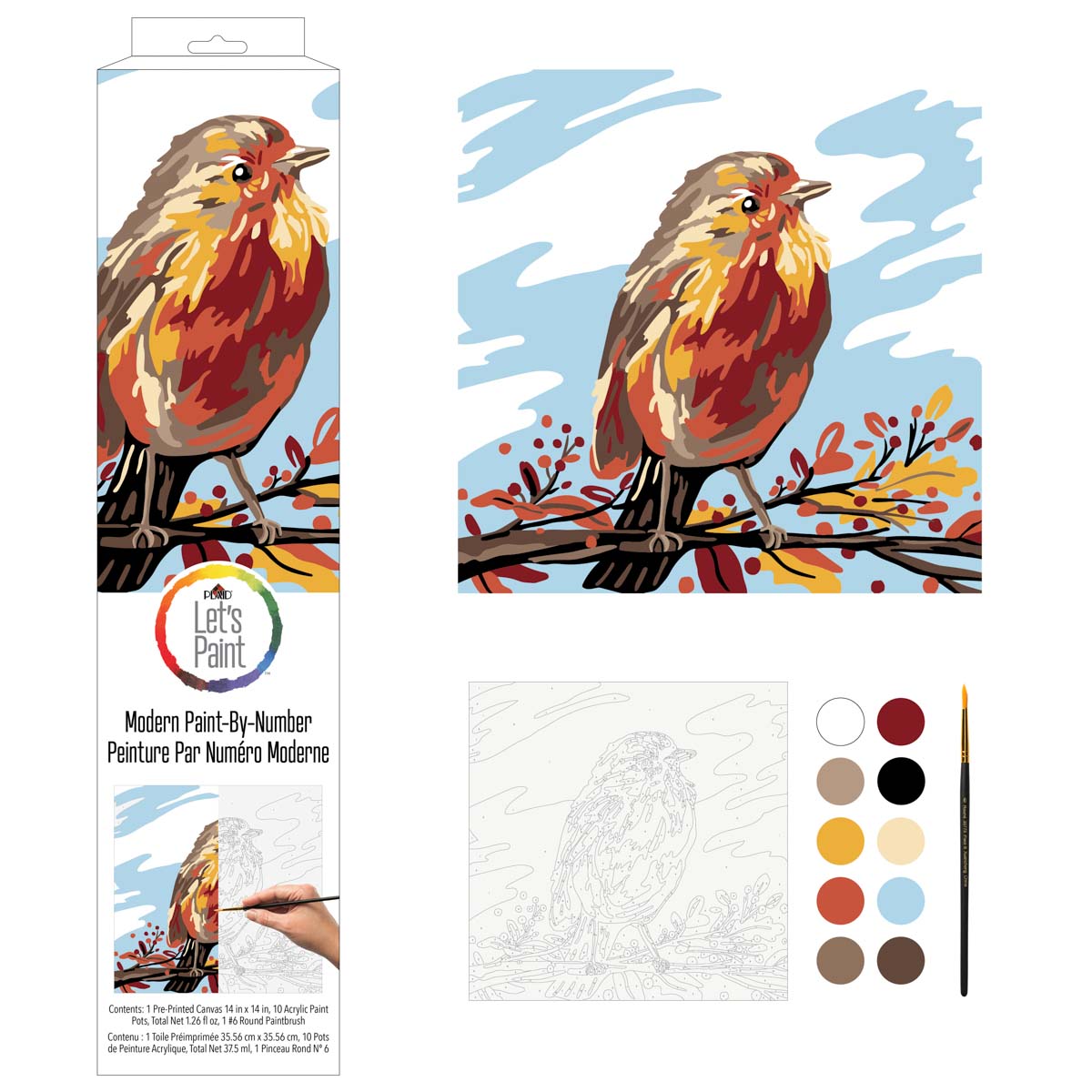 Plaid ® Let's Paint™ Modern Paint-by-Number - Fall Bird - 17914