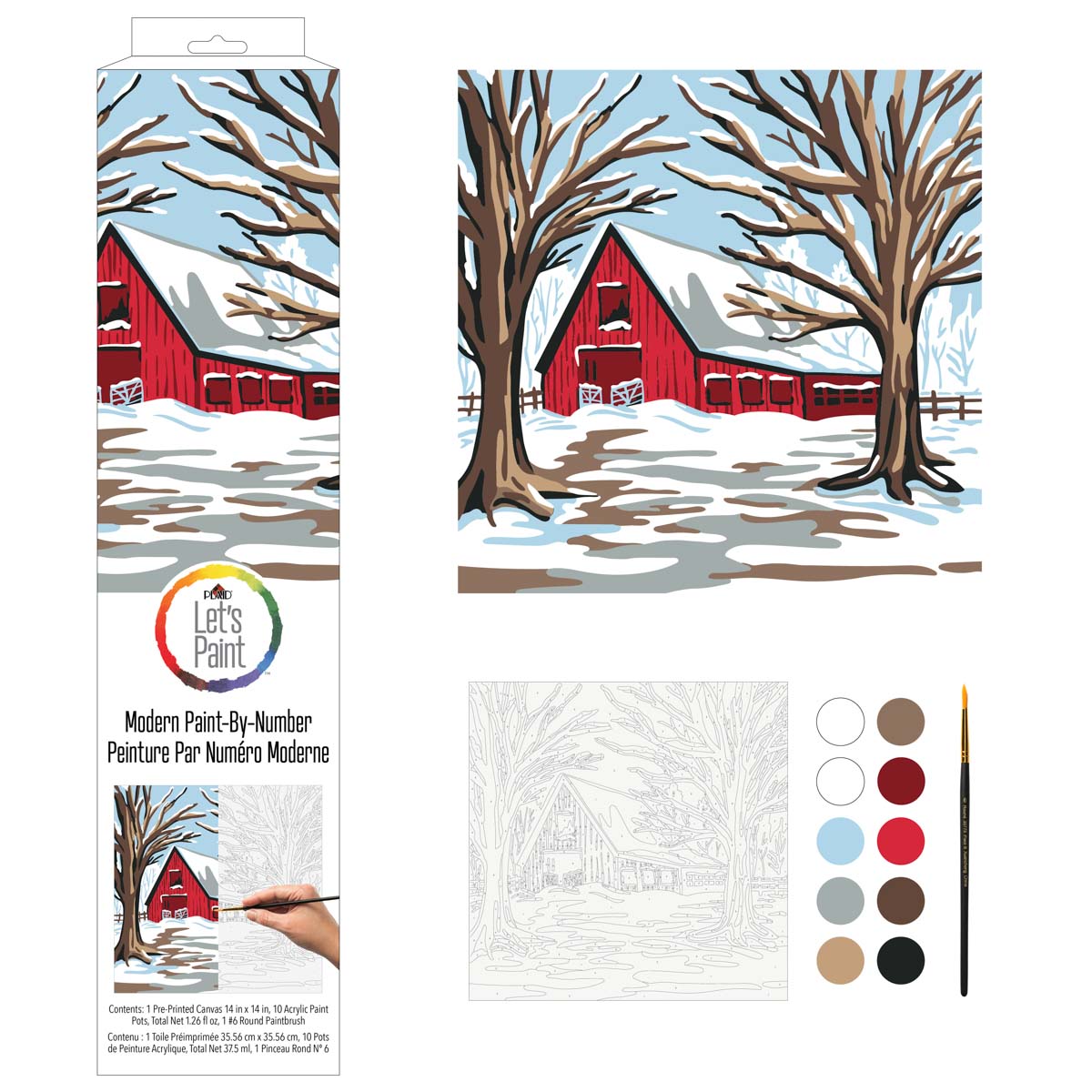 Plaid ® Let's Paint™ Modern Paint-by-Number - Winter Barn - 17919