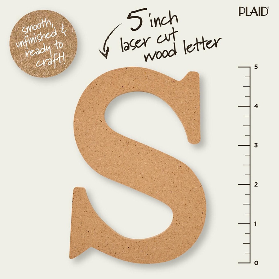 Plaid ® Wood Surfaces - 5 inch MDF Letter - S - 63572