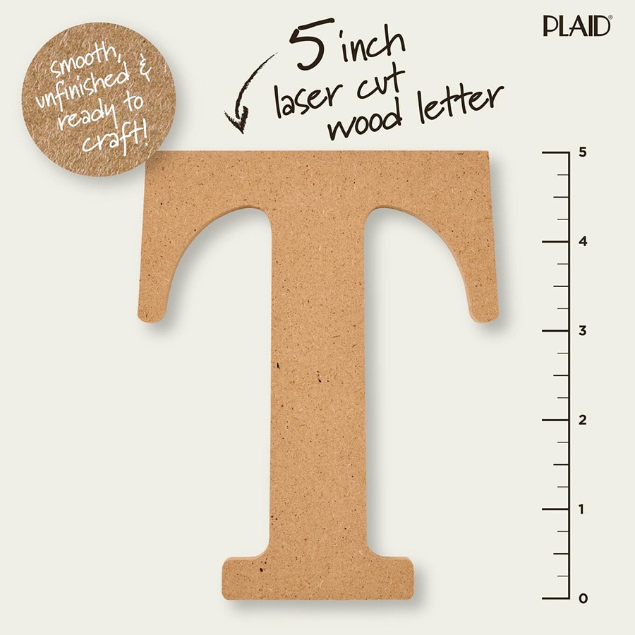 Plaid ® Wood Surfaces - 5 inch MDF Letter - T - 63573
