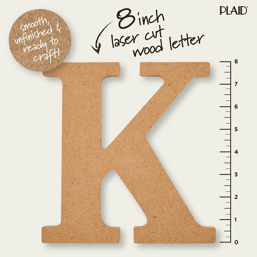 Plaid ® Wood Surfaces - 8 inch MDF Letter - K - 63590