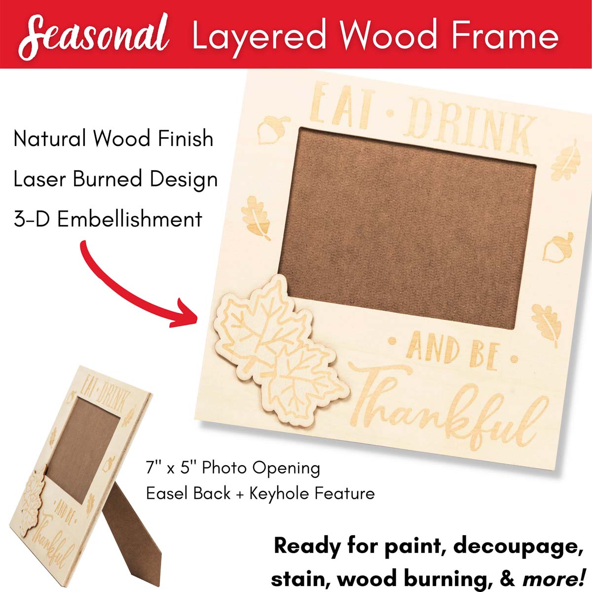 Plaid ® Wood Surfaces - Autumn Celebration Frame and Plaque Bundle - 56978