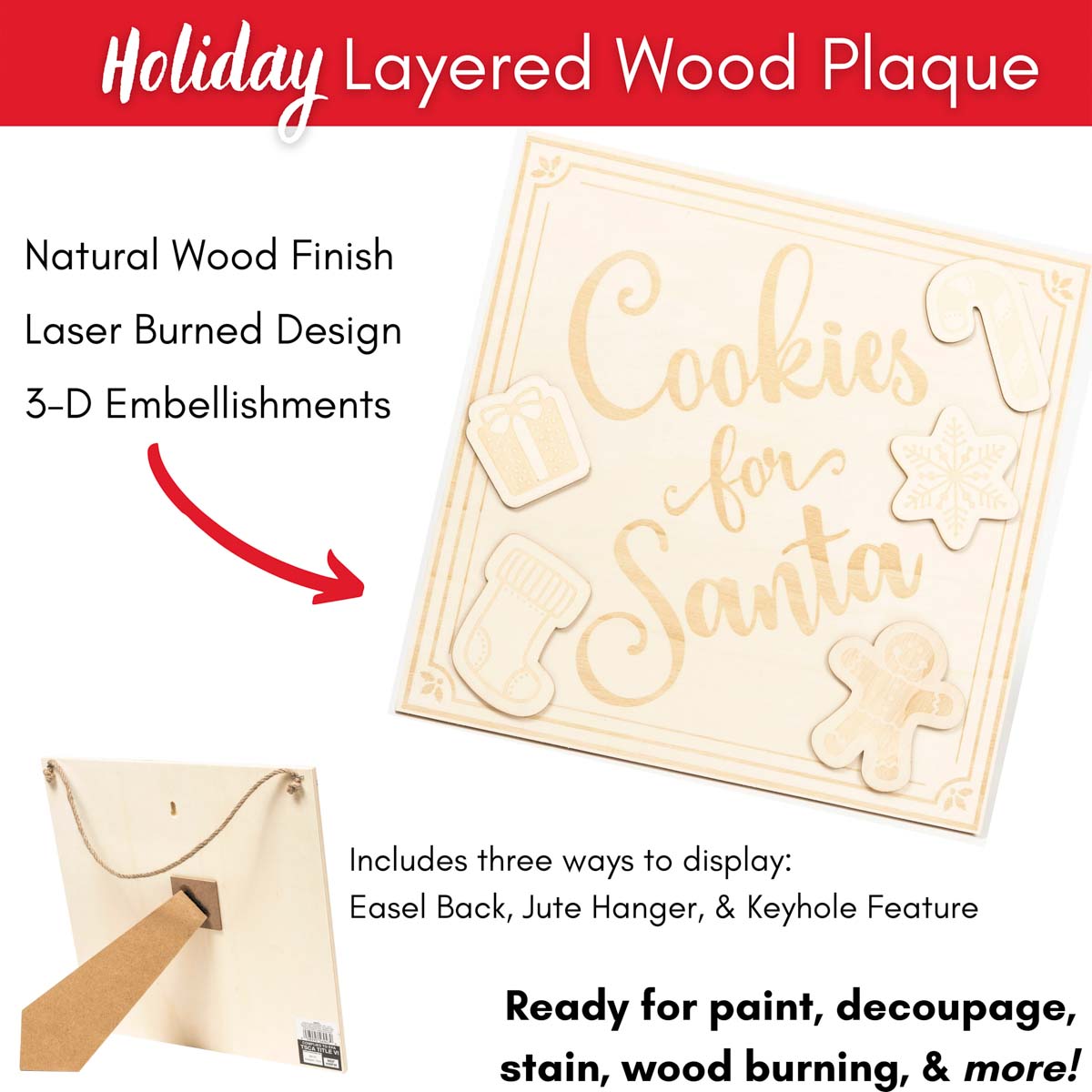 Plaid ® Wood Surfaces - Christmas Celebration Frame and Plaque - 56980