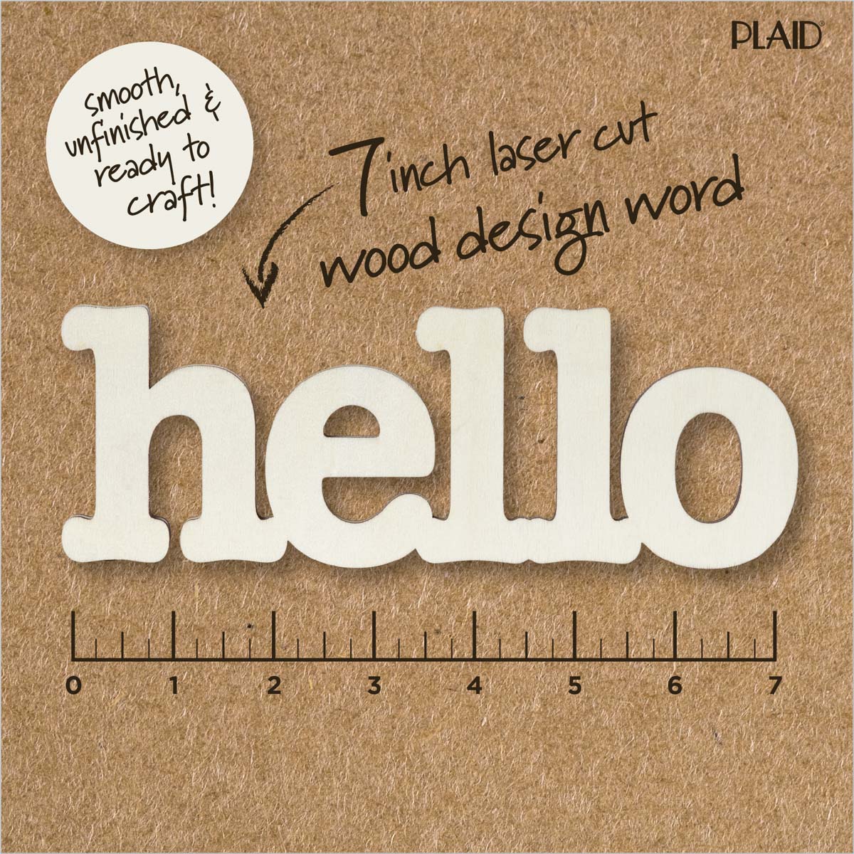 Plaid ® Wood Surfaces - Laser Cut Word - Hello 7