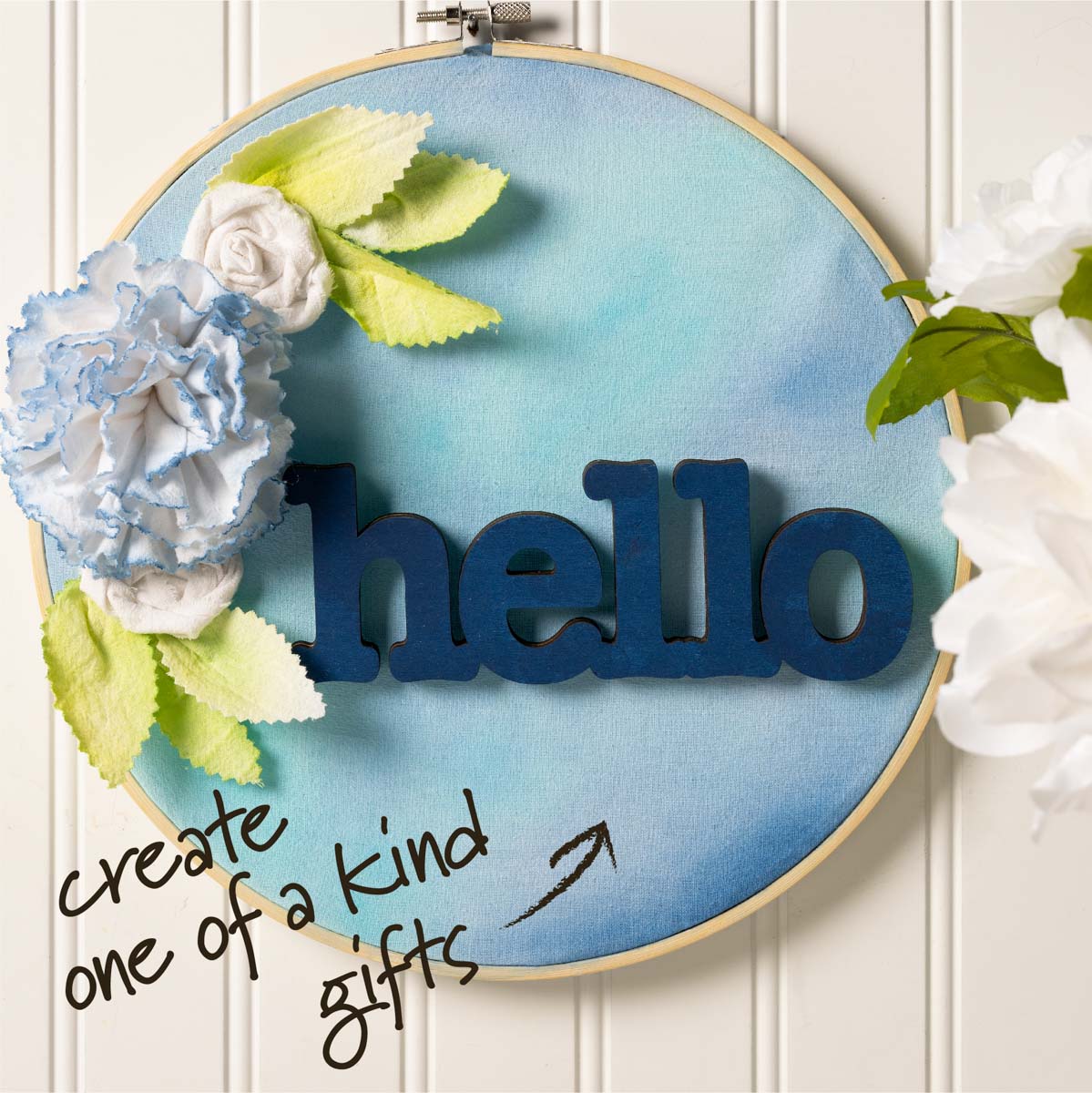 Plaid ® Wood Surfaces - Laser Cut Word - Hello 7