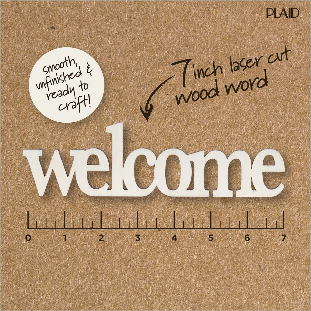 Plaid ® Wood Surfaces - Laser Cut Word - Welcome 7