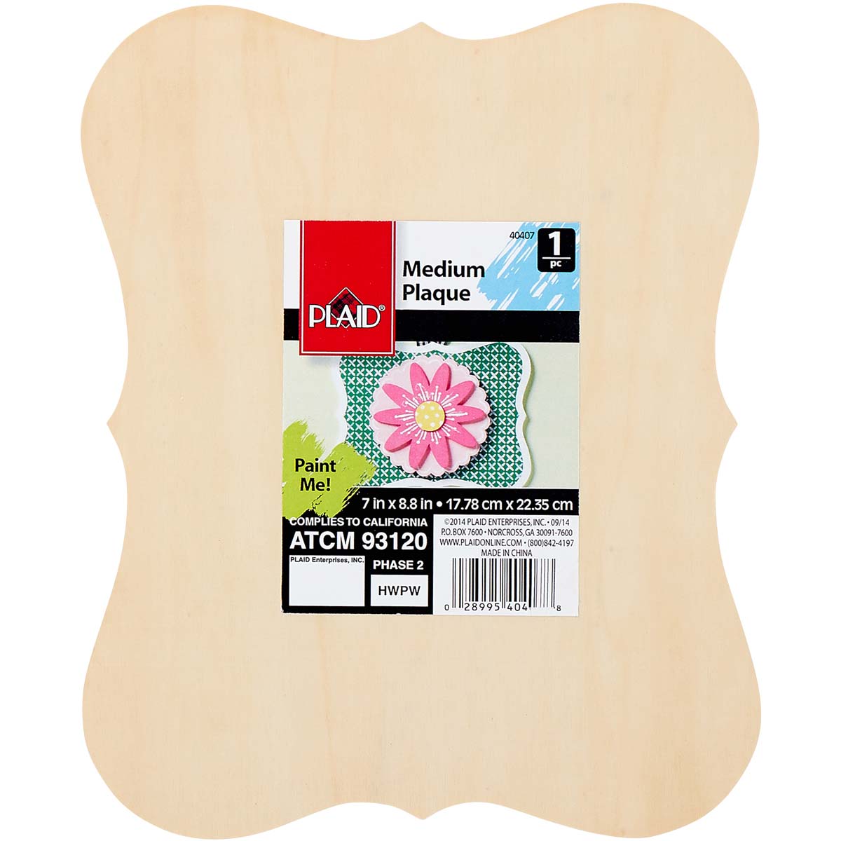 Plaid ® Wood Surfaces - Plaques - Die Cut, Medium - 40407E