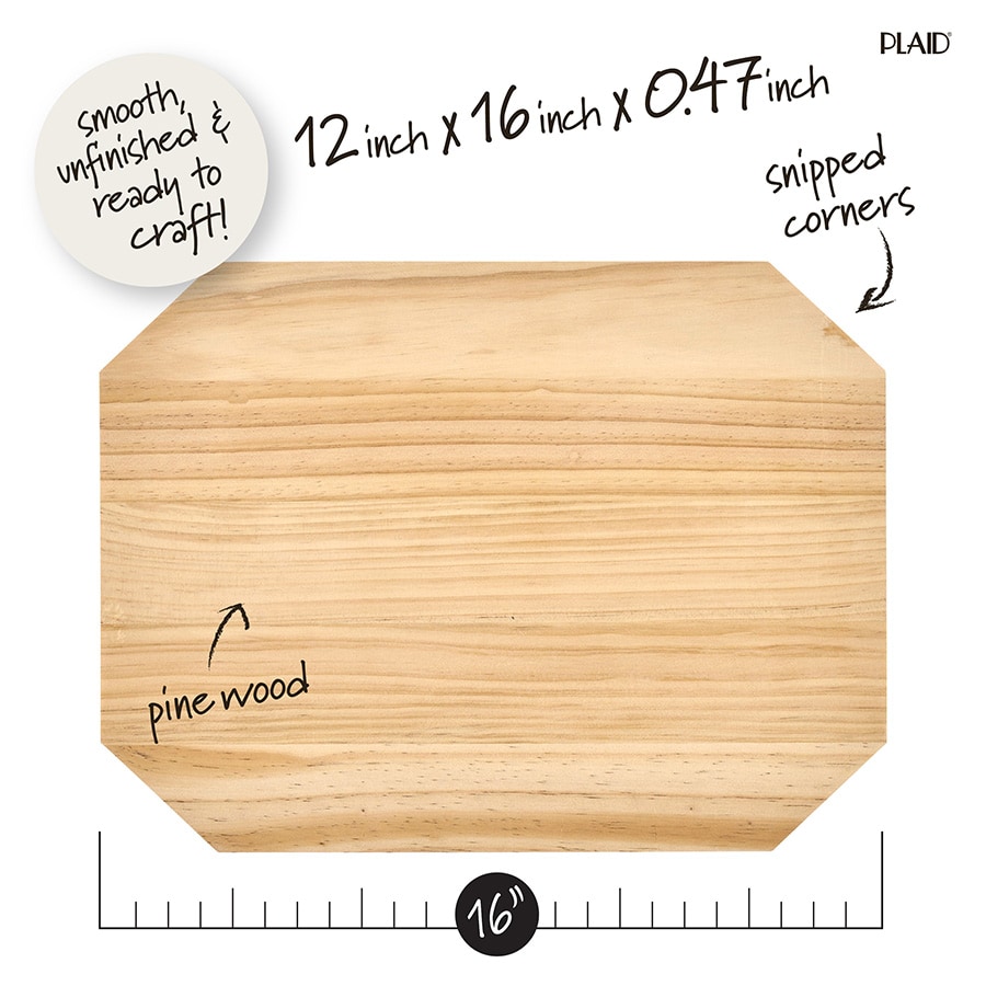 Plaid ® Wood Surfaces - Plaques - Extra Large Rectangle with Snipped Corners, 12